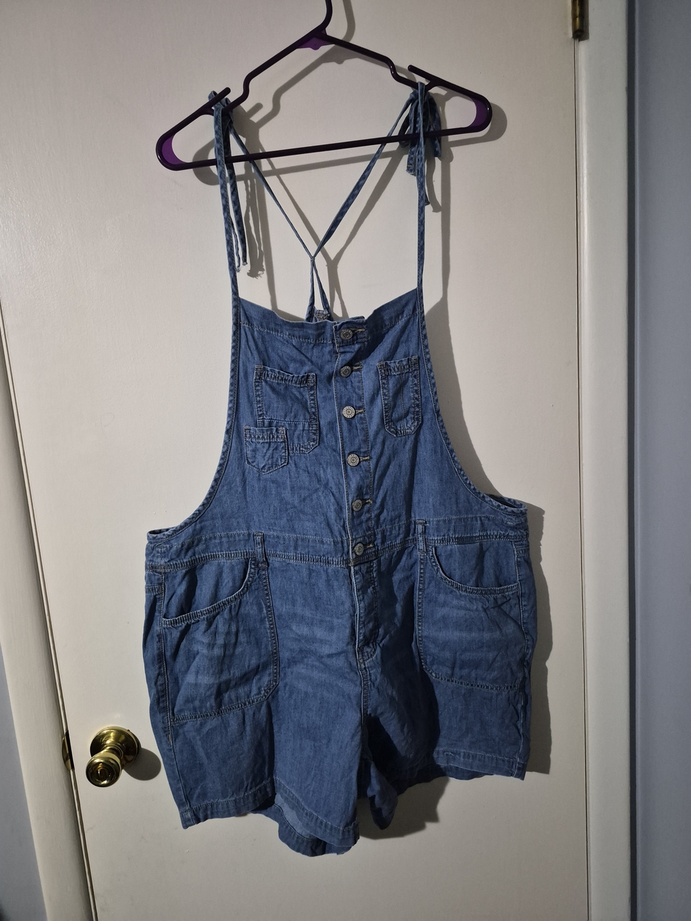 Casual Denim Short Overalls - Blue